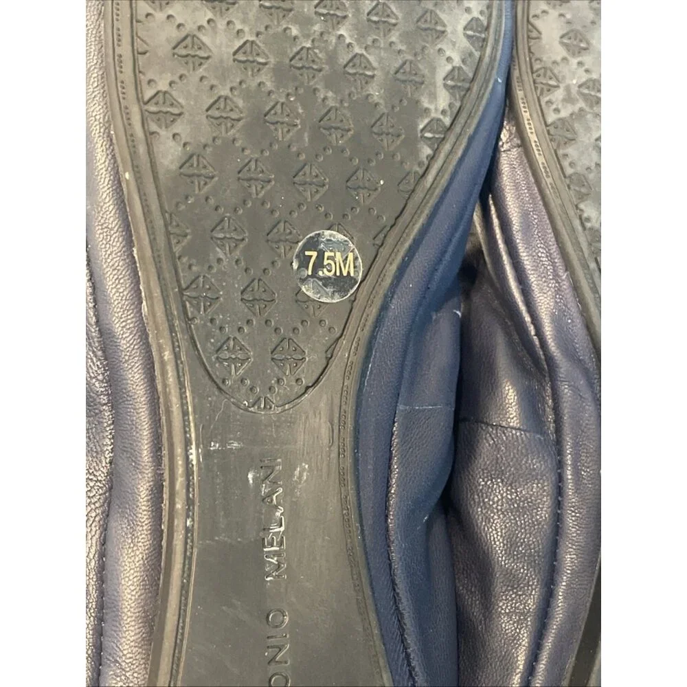 Antonio Melani Navy Blue Ballet Flats Women's Size 7.5‎ Leather Slip-ons Soft